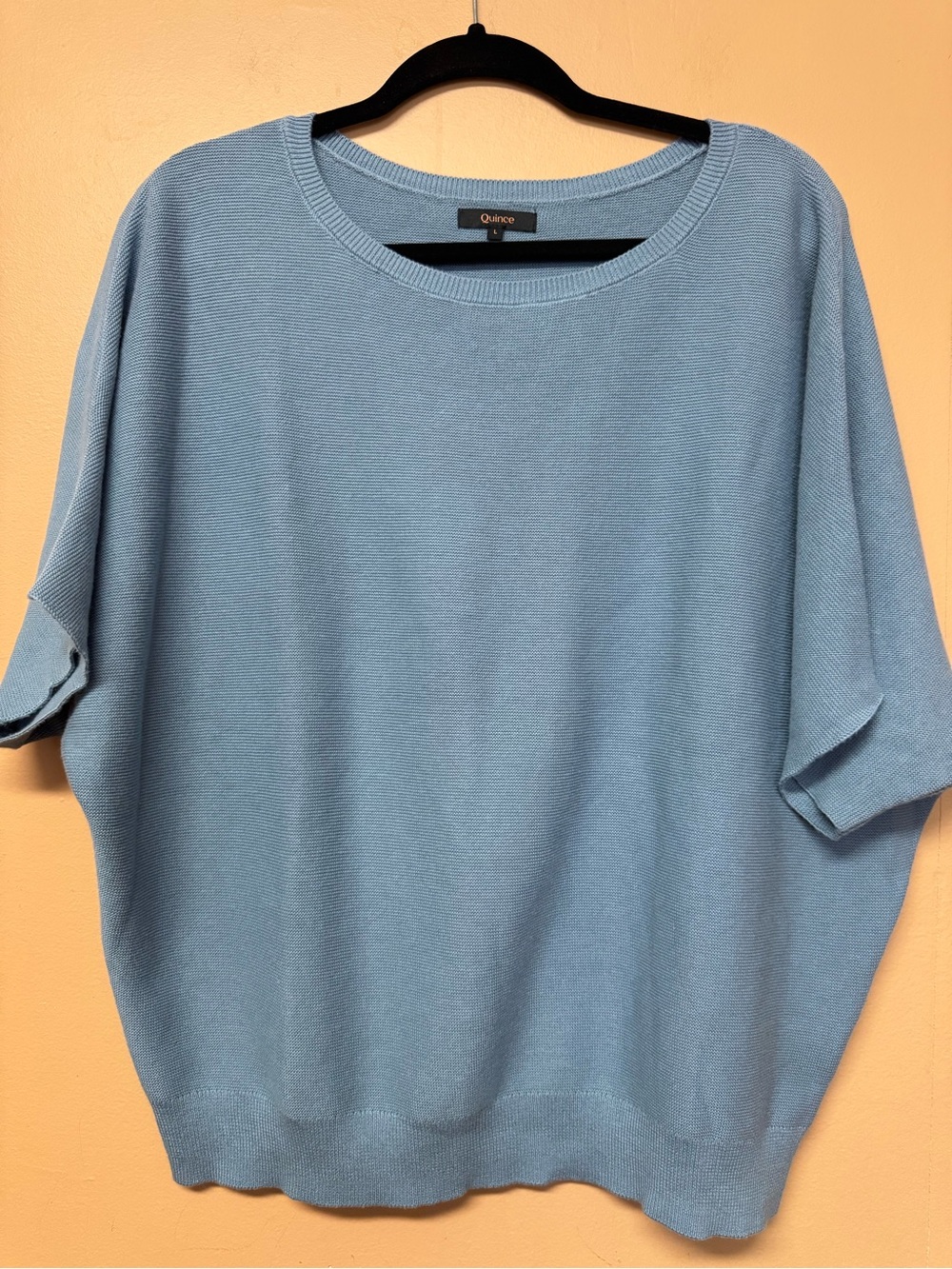 Bundle of 2 Quince Cotton Cashmere Link-Stitch Dolman Sweaters Large Pink Blue - Picture 8 of 14